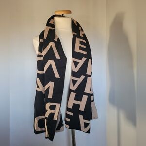 Women's Black and Tan Lettered Scarf